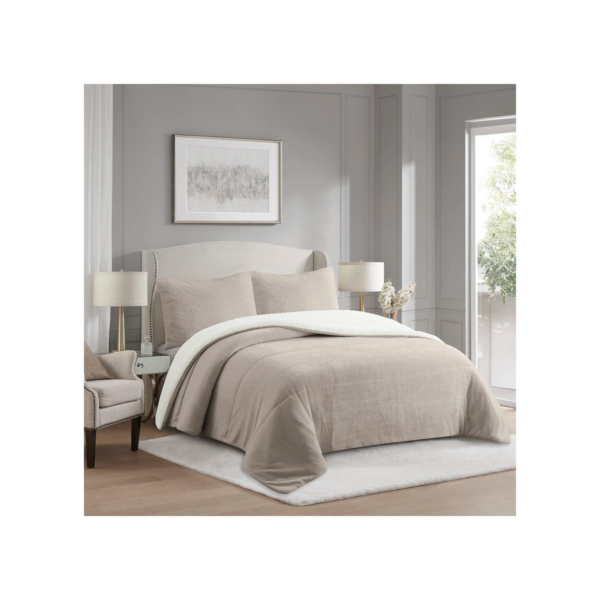 Voir la diapositive 3 : SOLEIL D'OCRE Couette polaire microfibre doublé sherpa bicolore, par soleil d'ocre
