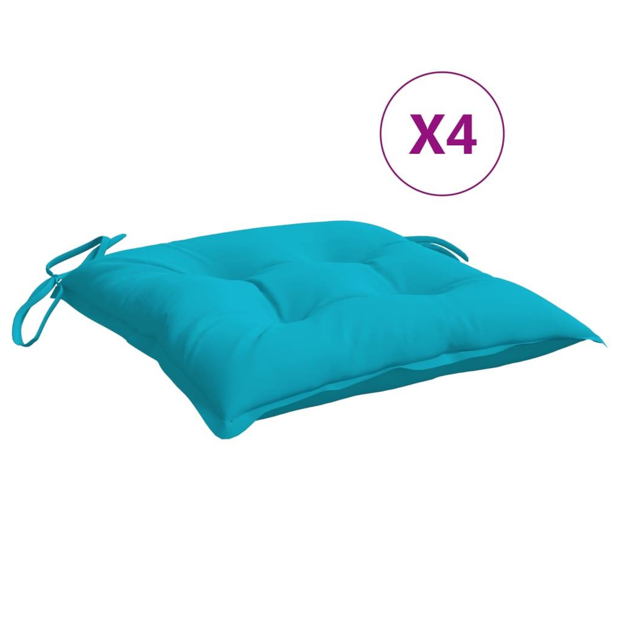 Voir la diapositive 2 : VIDAXL Coussins de chaise lot de 4 turquoise 40x40x7 cm tissu