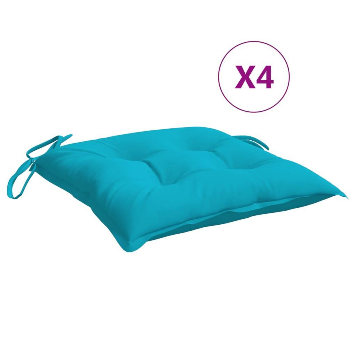 VIDAXL Coussins de chaise lot de 4 turquoise 40x40x7 cm tissu