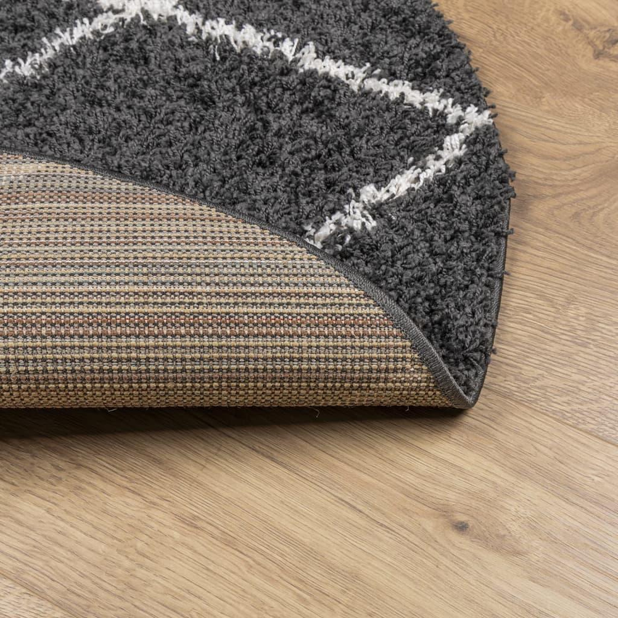 Voir la diapositive 5 : VIDAXL Tapis shaggy a poils longs moderne noir et creme Ø 280 cm