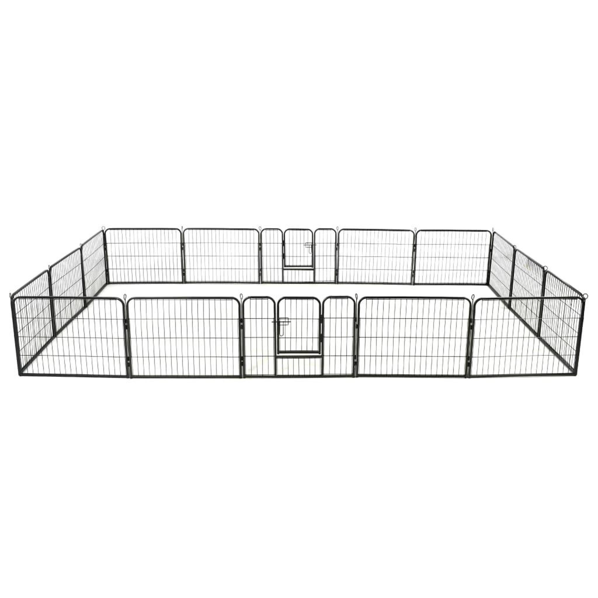VIDAXL Parc pour chiens 16 panneaux Acier 60 x 80 cm Noir