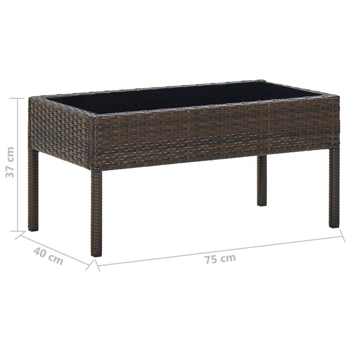 VIDAXL Table de jardin Marron 75x40x37 cm Resine tressee