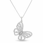 L'ATELIER D'AZUR Collier en Argent 925 Rhodié - Papillon Pavé de Zirconiums - Chaine Offerte
