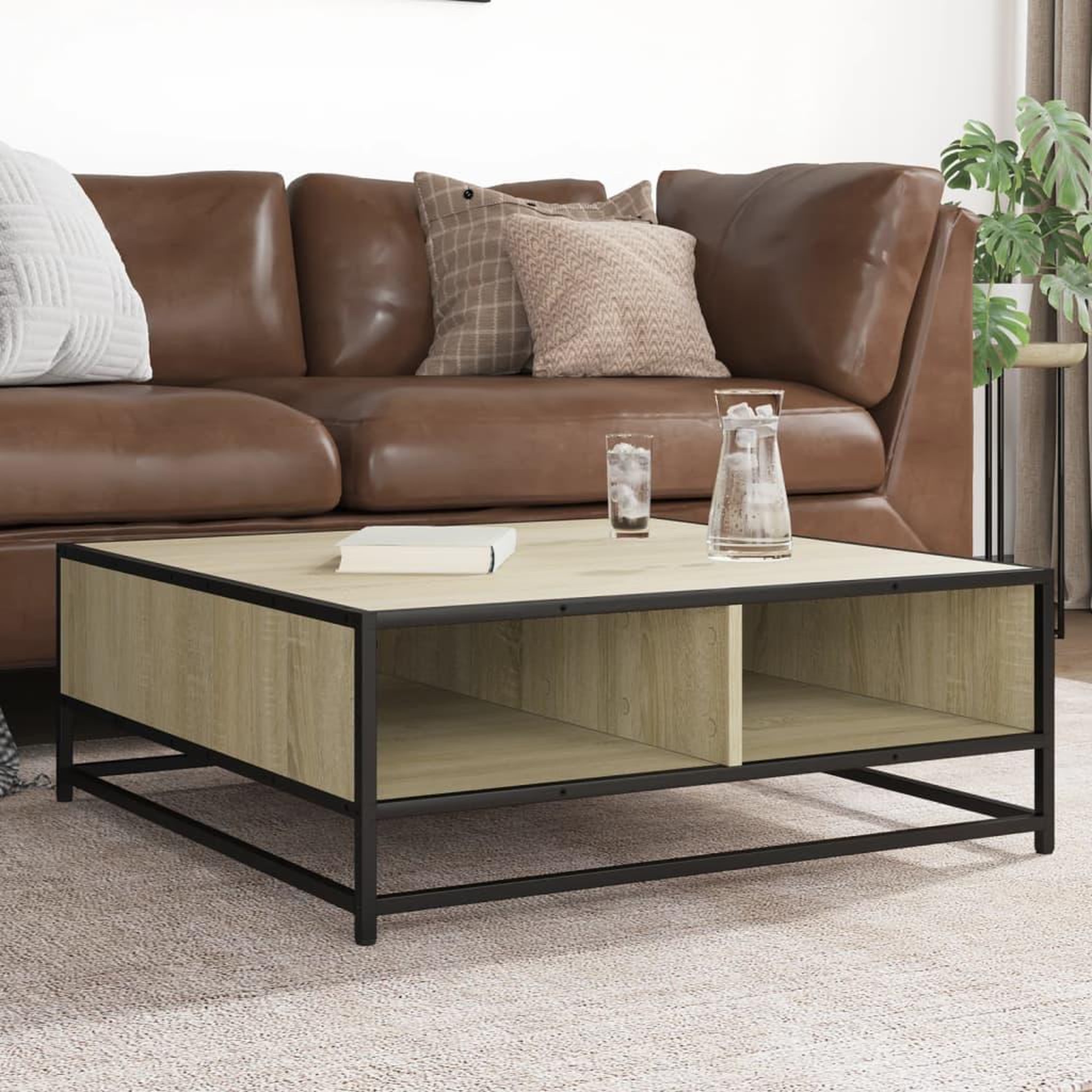 VIDAXL Table basse chene sonoma 80x80x30 cm bois d'ingenierie et metal