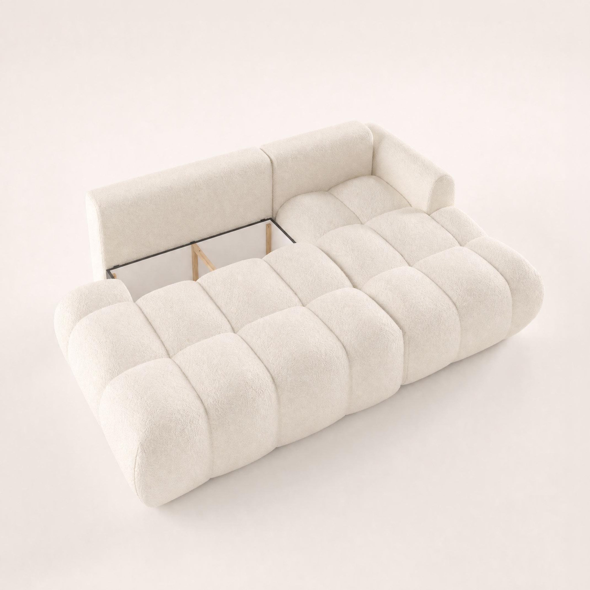 Voir la diapositive 5 : BEST MOBILIER Yulin - canapé d'angle ouvert droit 4 places convertible avec coffre en tissu bouclette