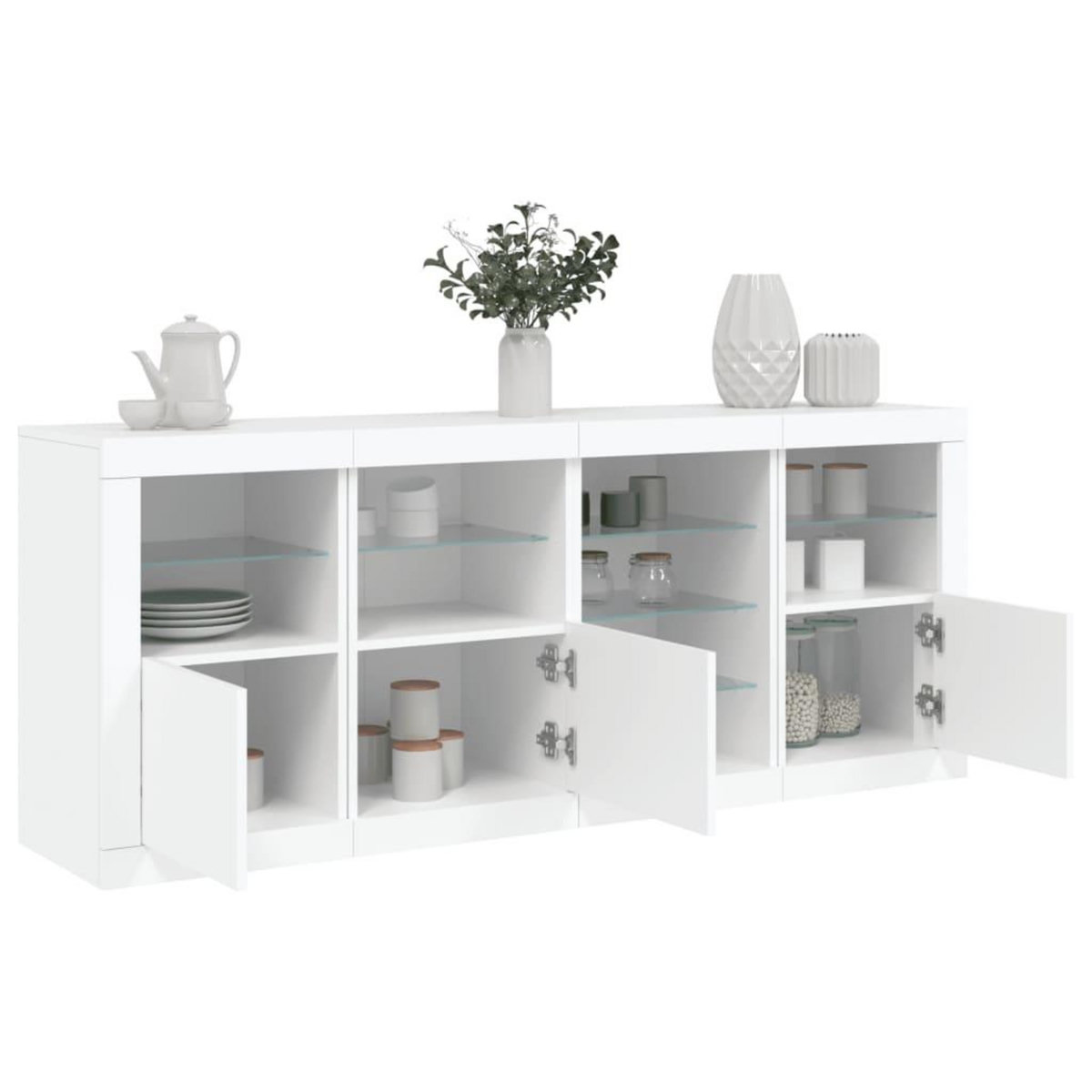 VIDAXL Buffet avec lumieres LED blanc 164x37x67 cm
