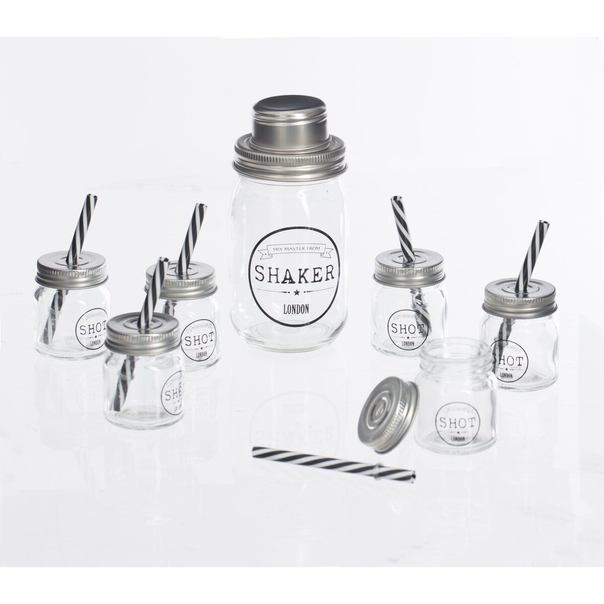Coffret 8 pièces pour cocktails SHAKE IT 1 shaker, 1 doseur et 6
