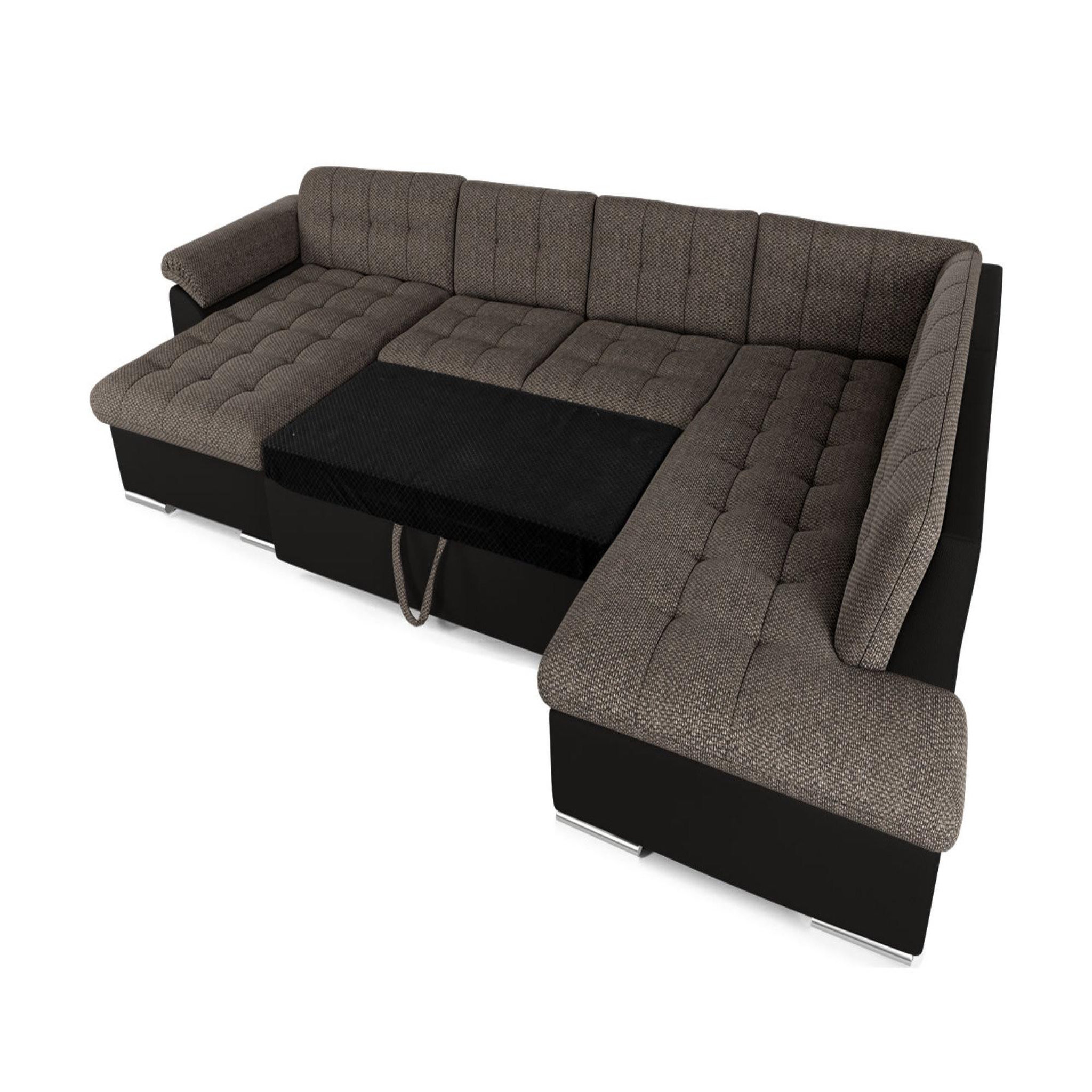 Voir la diapositive 2 : BEST MOBILIER Chuck - canapé panoramique xxl - convertible avec coffre - 7 places - droit