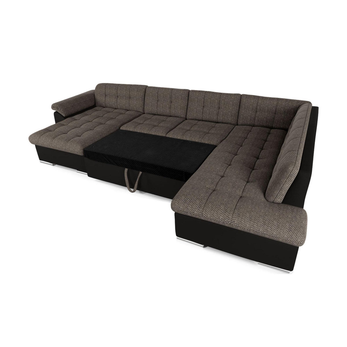 BEST MOBILIER Chuck - canapé panoramique xxl - convertible avec coffre - 7 places - droit