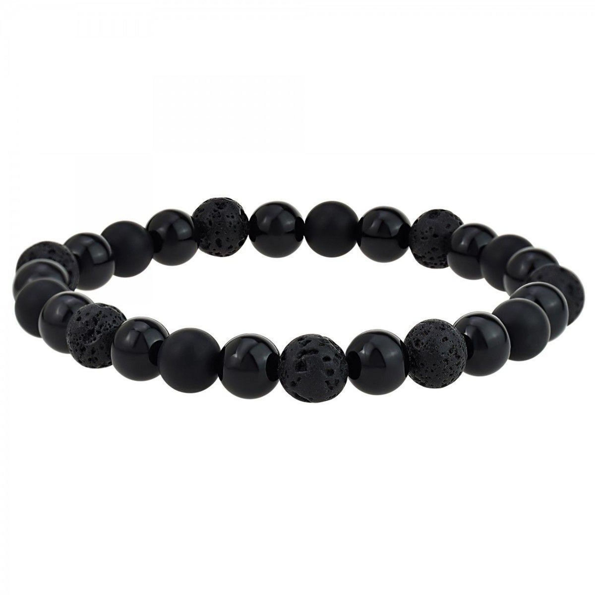SC CRYSTAL Bracelet homme par SC Crystal orné de lave et agate noire