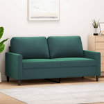 VIDAXL Canape a 2 places Vert fonce 140 cm Velours