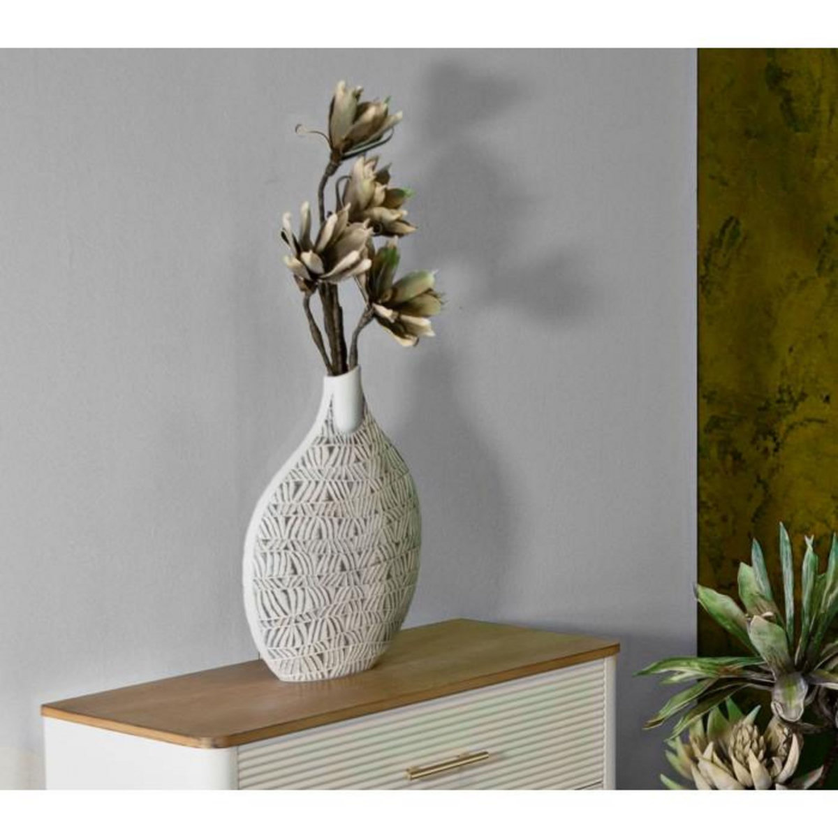 Paris Prix Vase Déco Abstrait  Nairobi  46cm Blanc