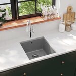 VIDAXL Evier de cuisine en granit Bac unique Gris