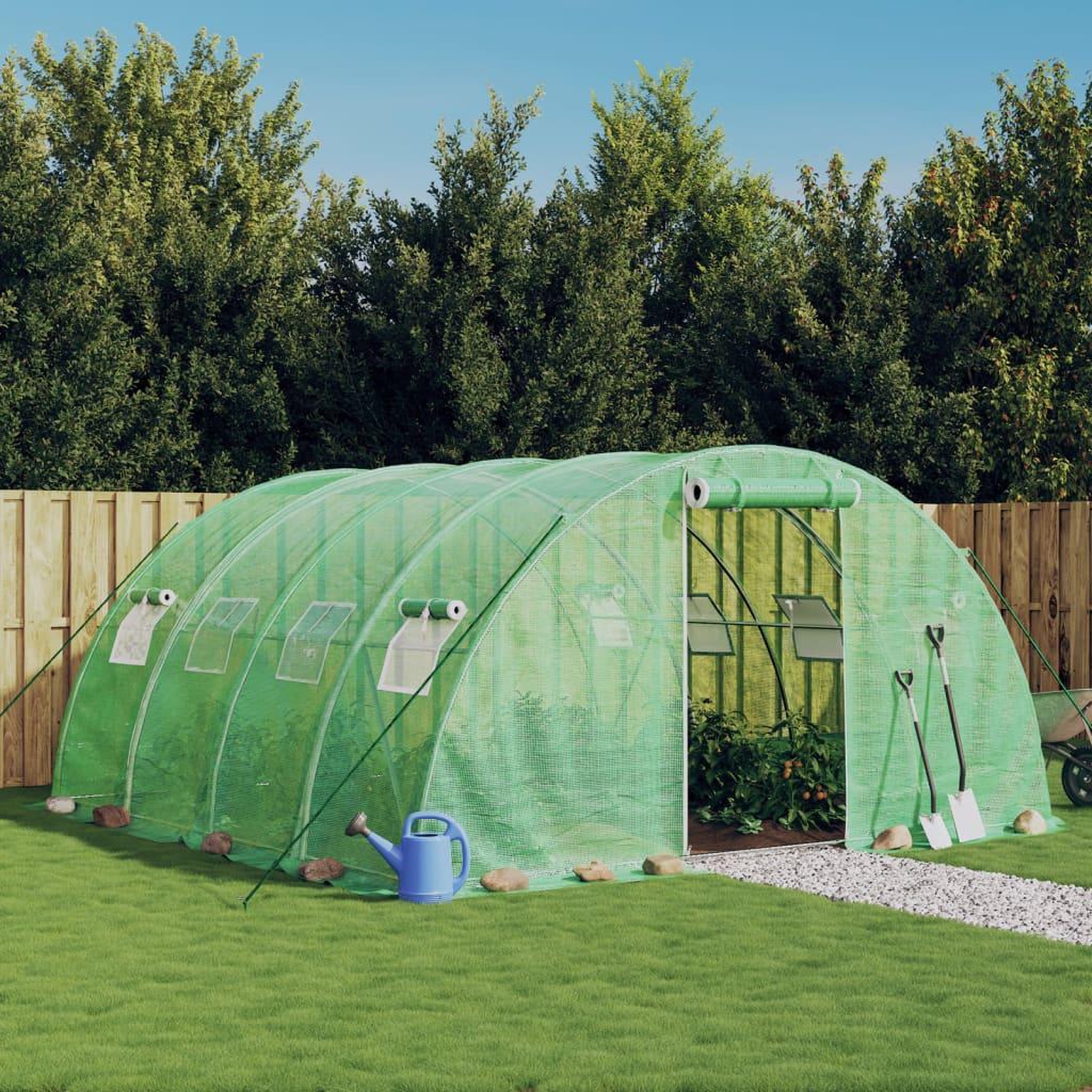 Voir la diapositive 1 : VIDAXL Serre avec cadre en acier vert 16 m^2 4x4x2 m