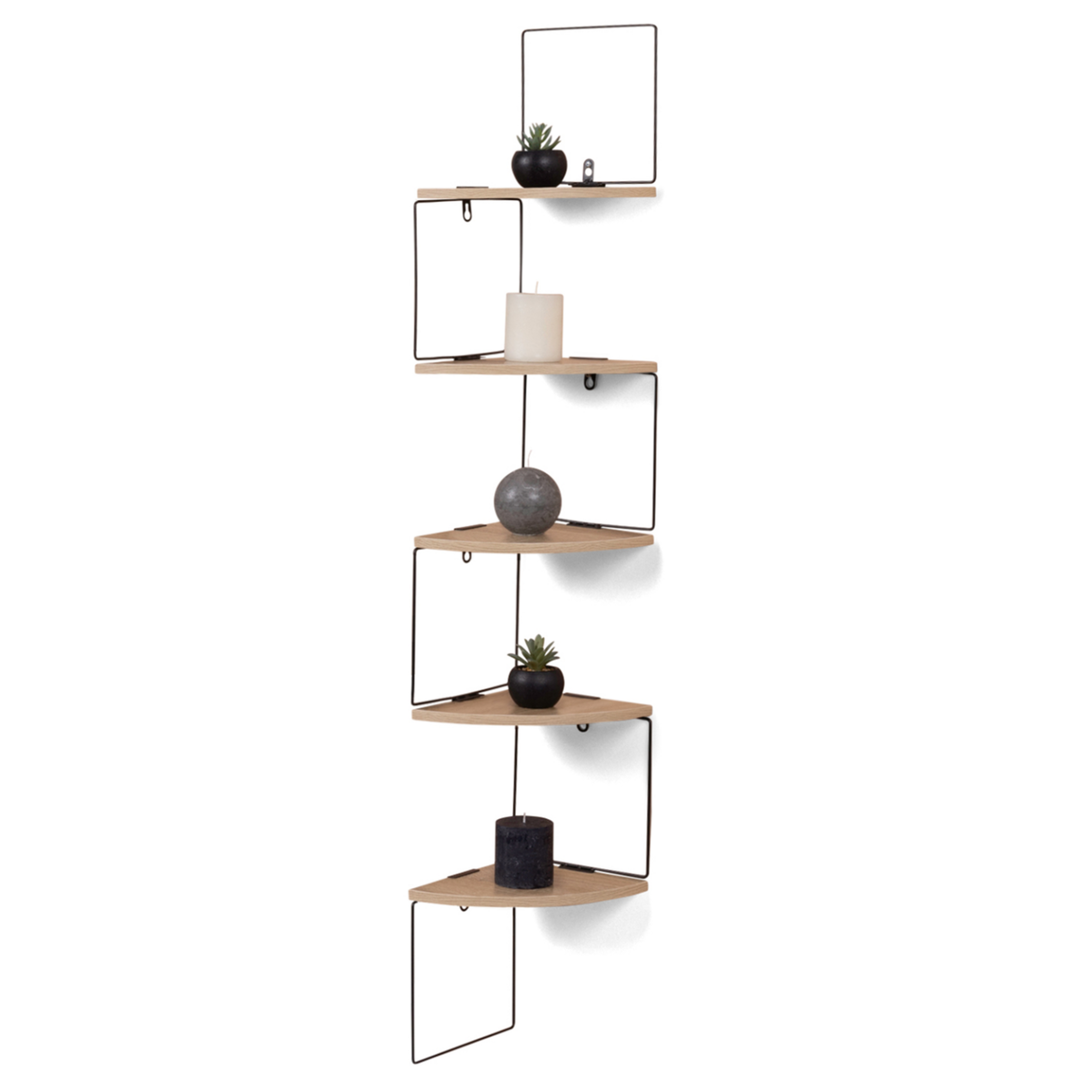 ID MARKET Etagère murale d'angle ISA 5 niveaux bois et métal design industriel