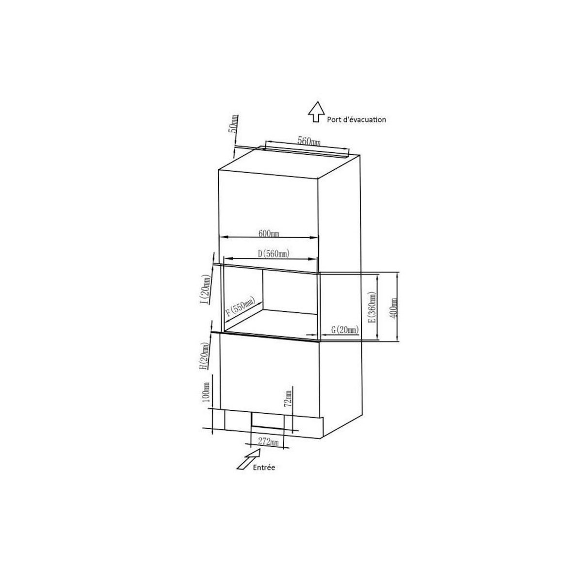 CONTINENTAL EDISON Micro-ondes encastrable - CONTINENTAL EDISON - CEMO20EBM2 - 1280 W - L59,5xH38,5xP35,3 cm - 20L - Noir