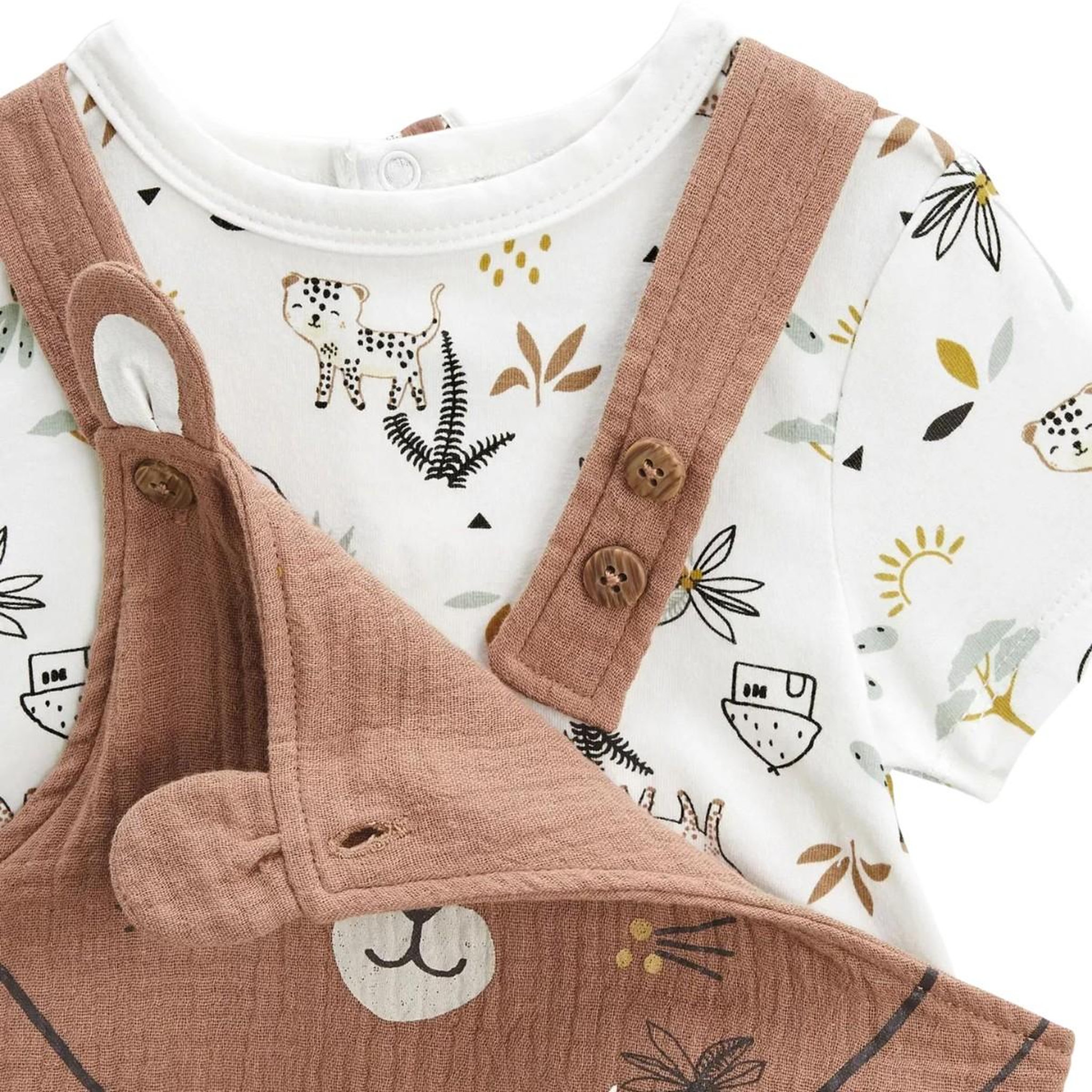 Voir la diapositive 3 : Petit Béguin Ensemble salopette bébé en gaze de coton et t-shirt yao