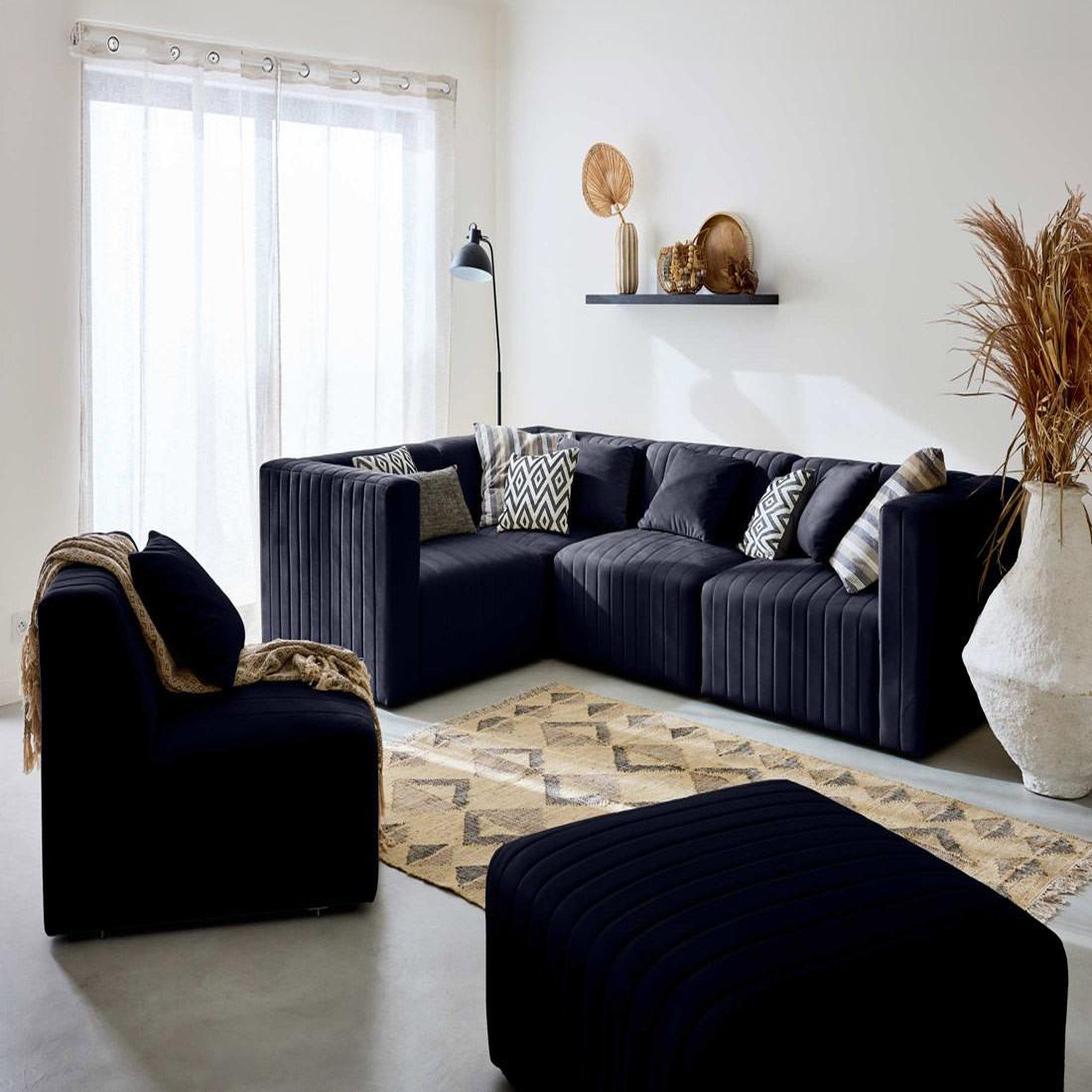 Voir la diapositive 2 : BEST MOBILIER Nova - canapé modulable d'angle réversible - 6 places - en velours