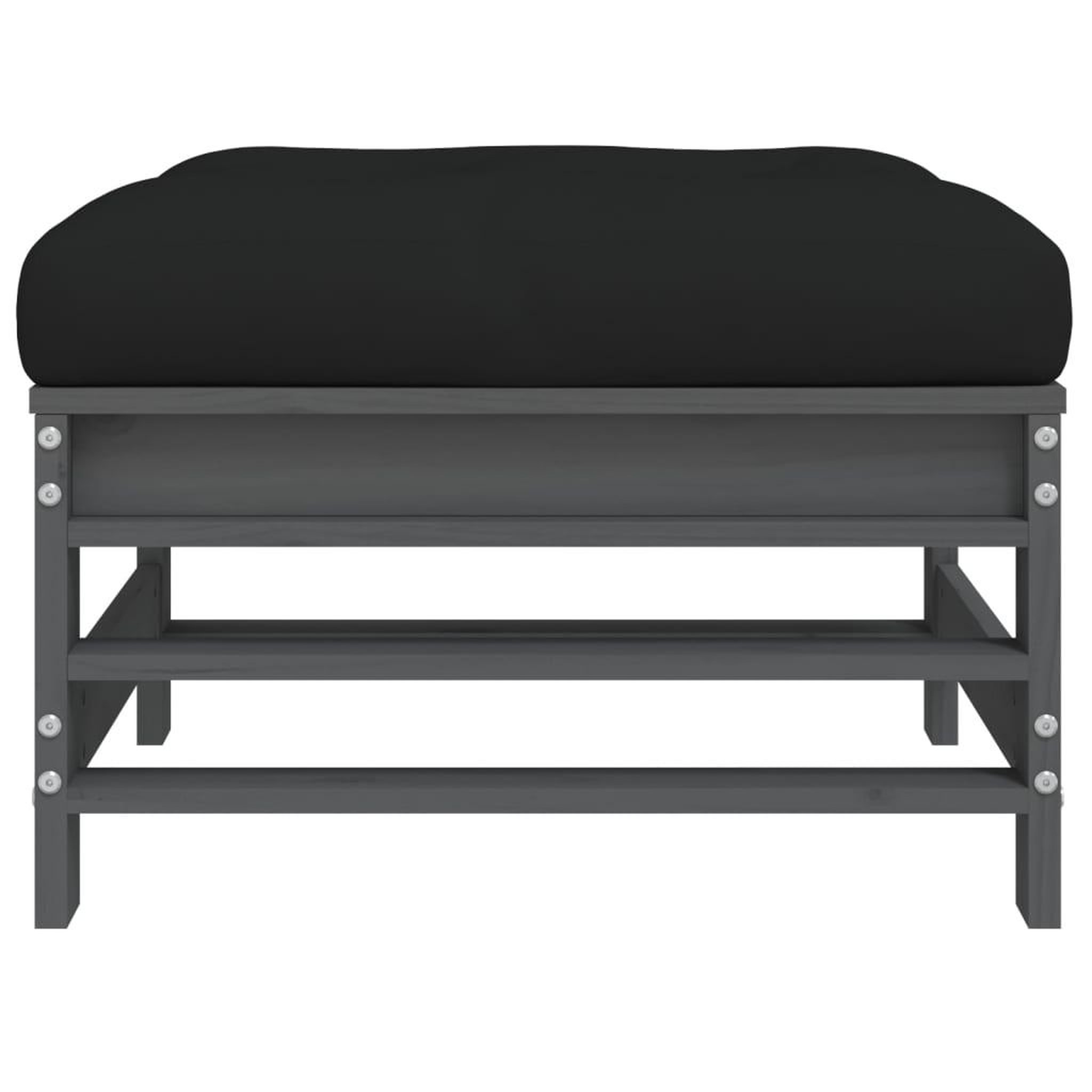 Voir la diapositive 5 : VIDAXL Repose-pieds de jardin coussins lot de 2 gris bois pin massif