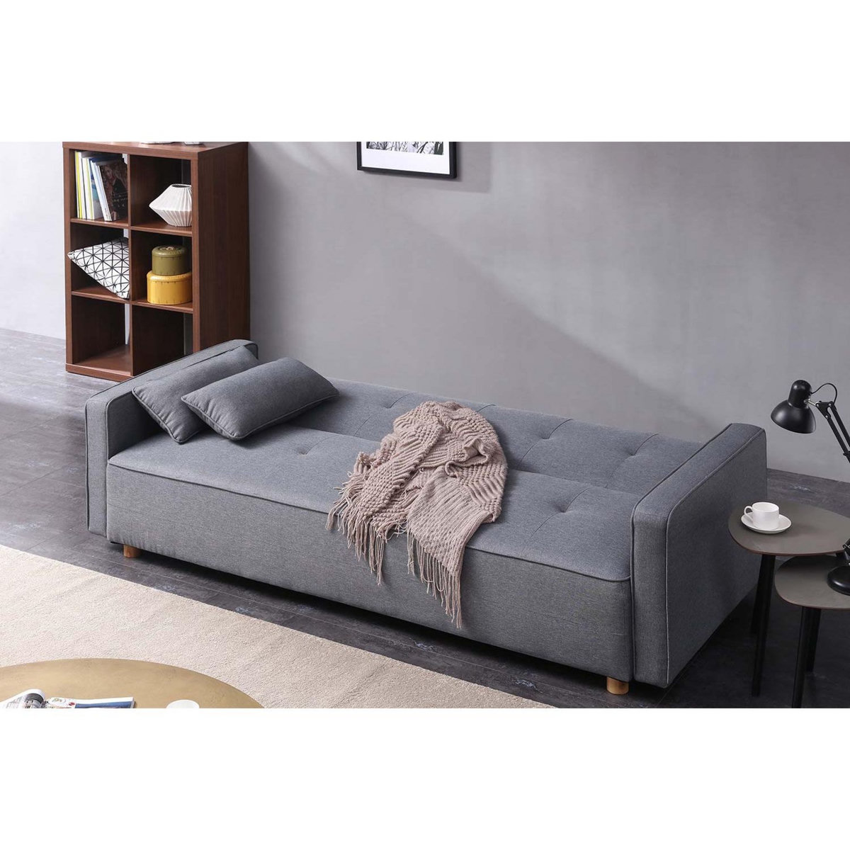 CONCEPT USINE Canapé scandinave convertible 3 places en tissu gris COPENHAGUE