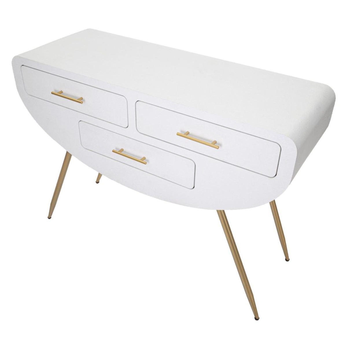 Paris Prix Console 3 Tiroirs Design  Venus  110cm Blanc & Or