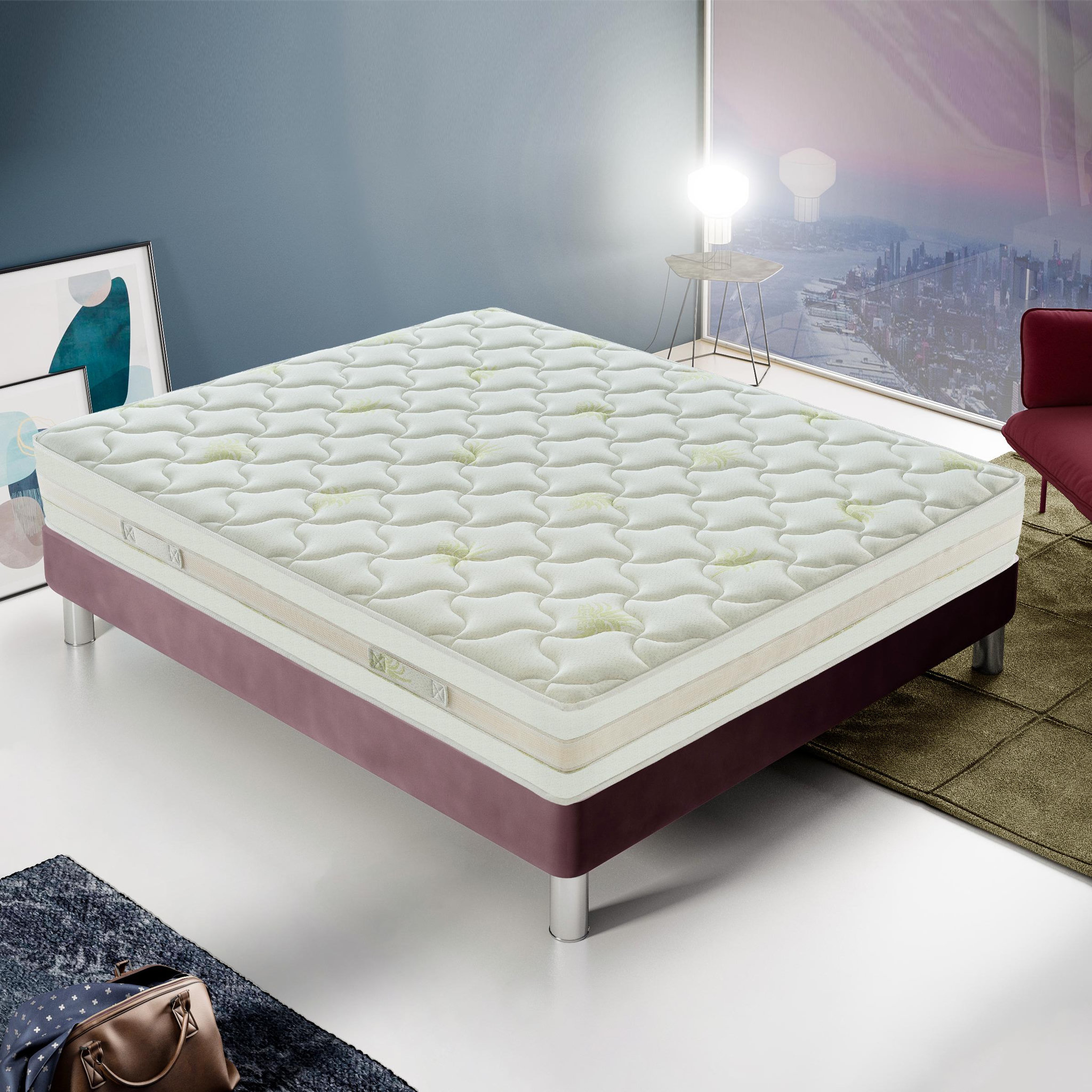 ILOVESLEEP Matelas Mousse IBIZA - Accueil Mémoire De Forme - Epaisseur 25 Cm. Coloris disponibles : Blanc
