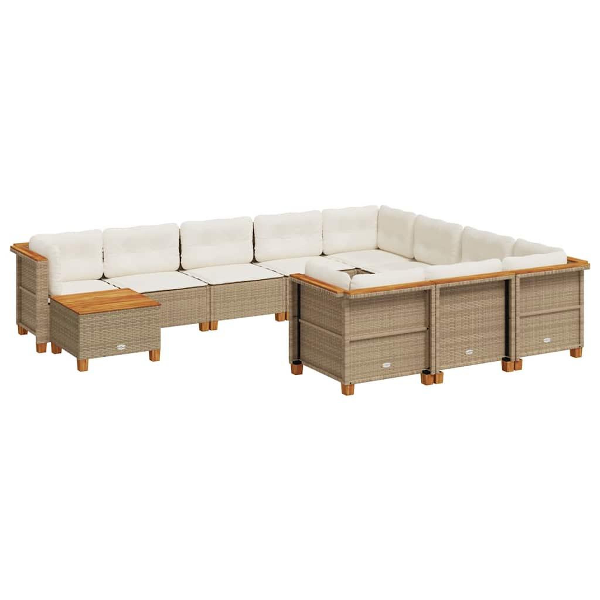 Voir la diapositive 2 : VIDAXL Salon de jardin 11 pcs avec coussins beige resine tressee