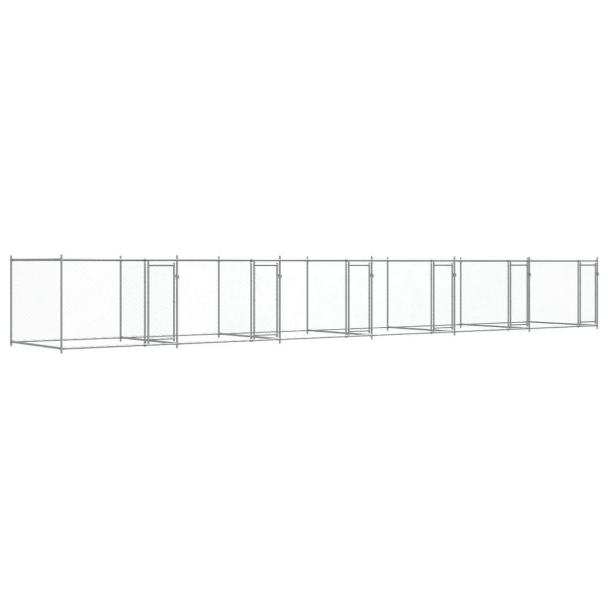 VIDAXL Cage pour chien avec portes gris 12x2x1,5 m acier galvanise