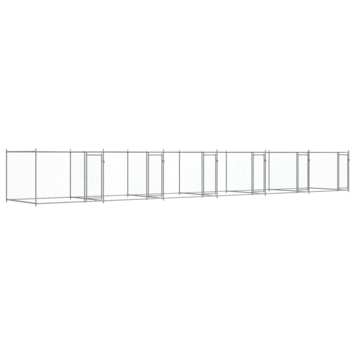 VIDAXL Cage pour chien avec portes gris 12x2x1,5 m acier galvanise