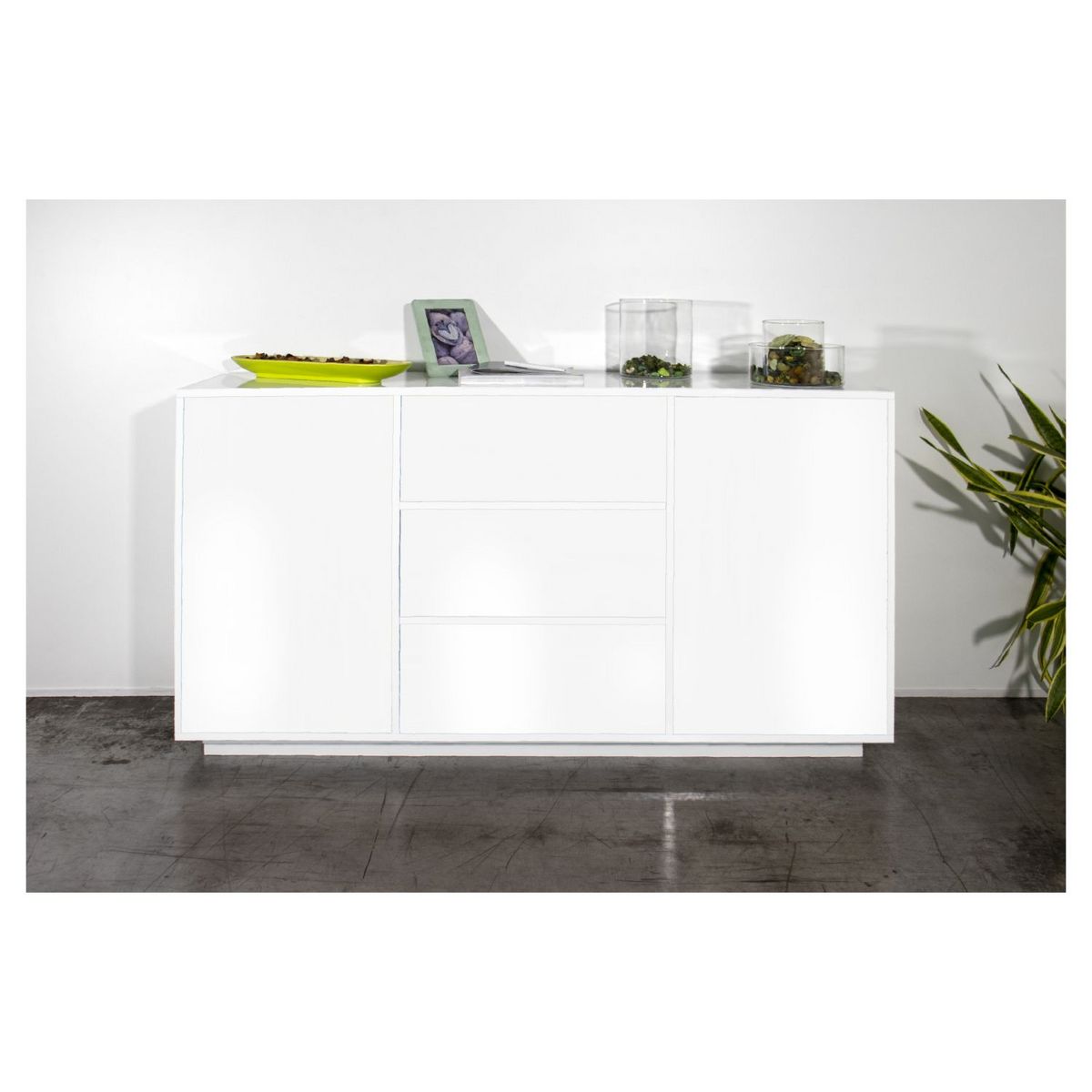 Buffet moderne 2 portes 3 tiroirs 160 cm LUCERA