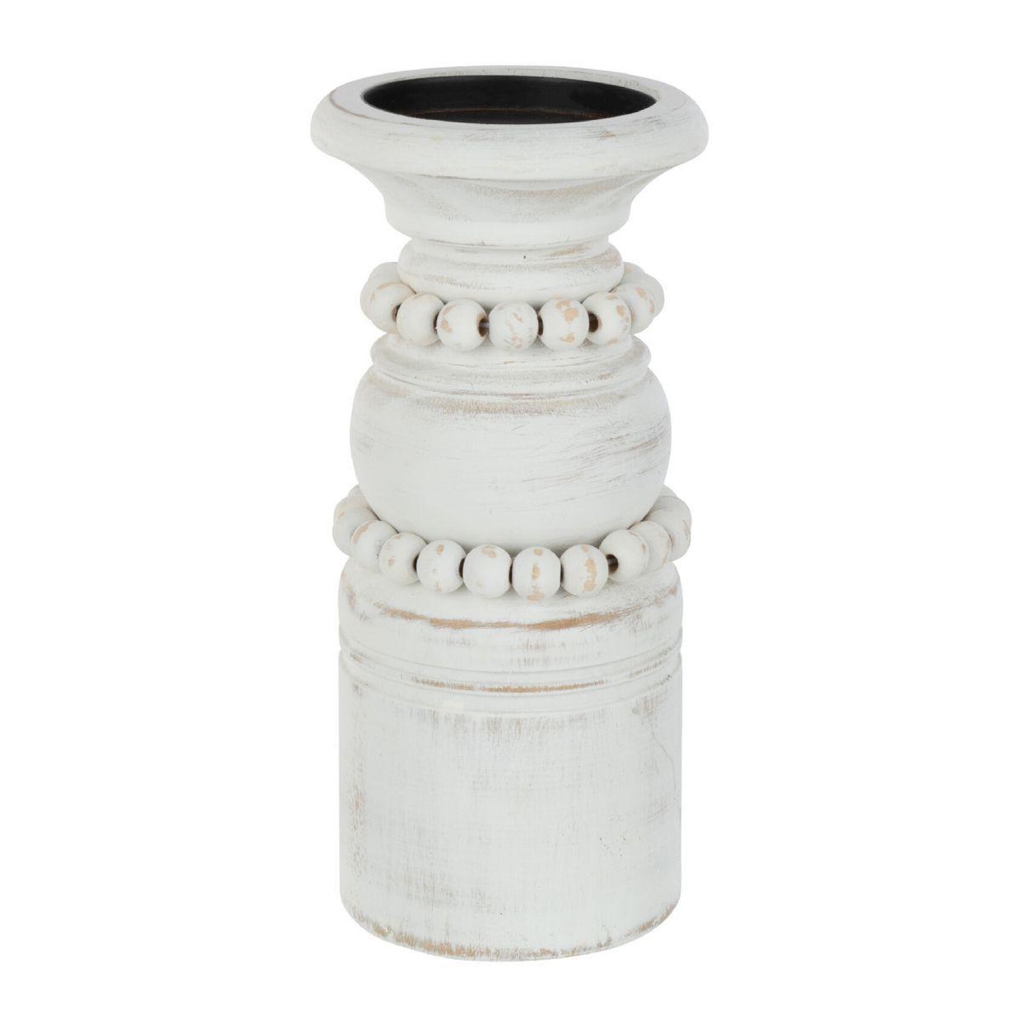 J-LINE Bougeoir déco en pin  pila  23cm blanc