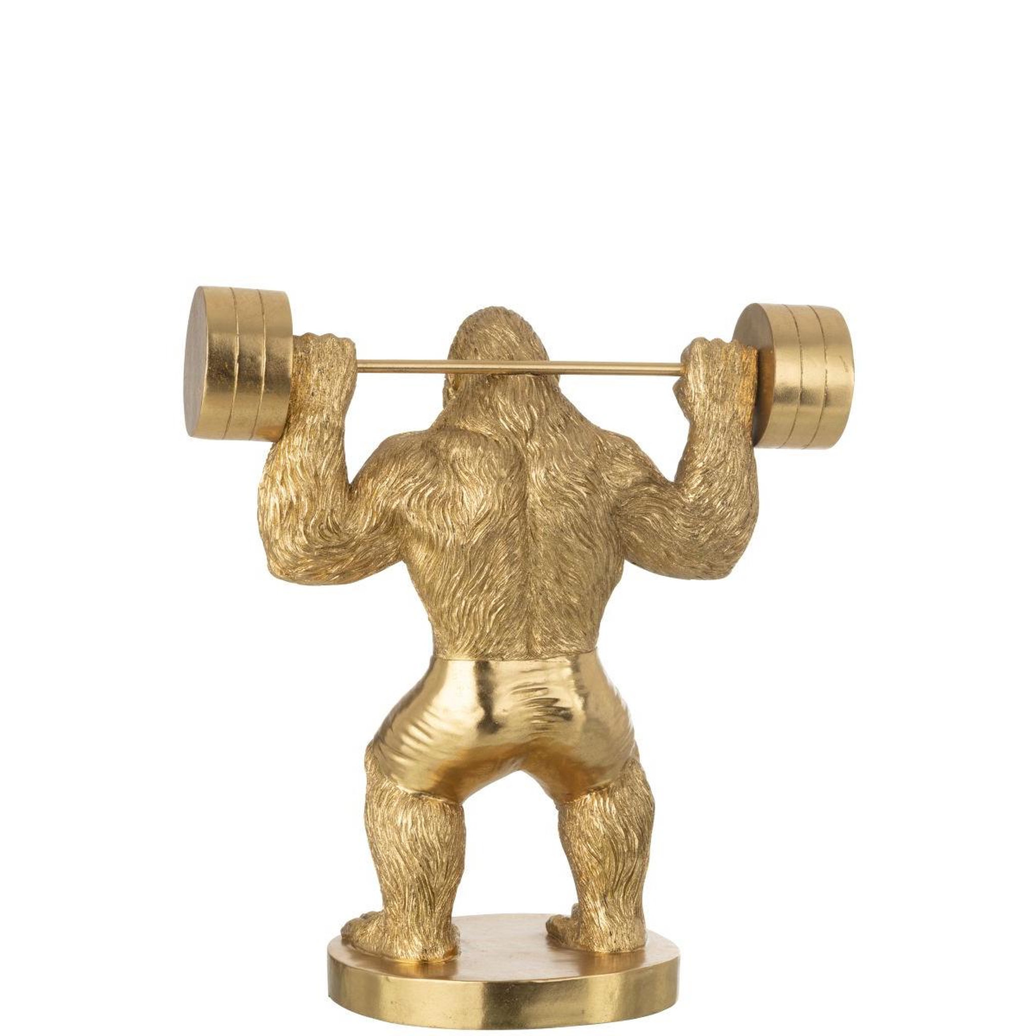 Voir la diapositive 2 : J-LINE Statue gorille en résine  haltérophilie  62cm doré