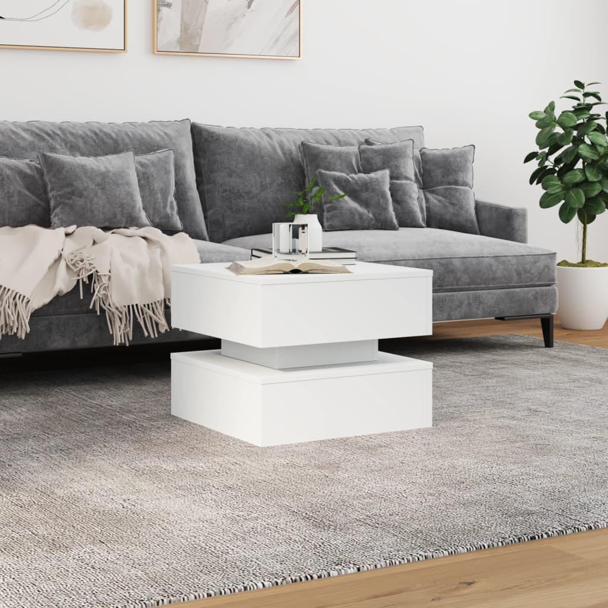 Voir la diapositive 4 : VIDAXL Table basse avec lumieres LED blanc 50x50x40 cm