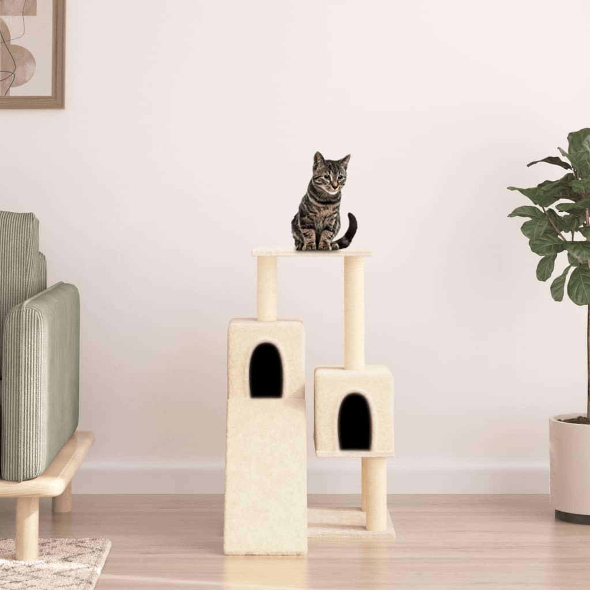 VIDAXL Arbre a chat avec griffoirs en sisal Creme 82 cm