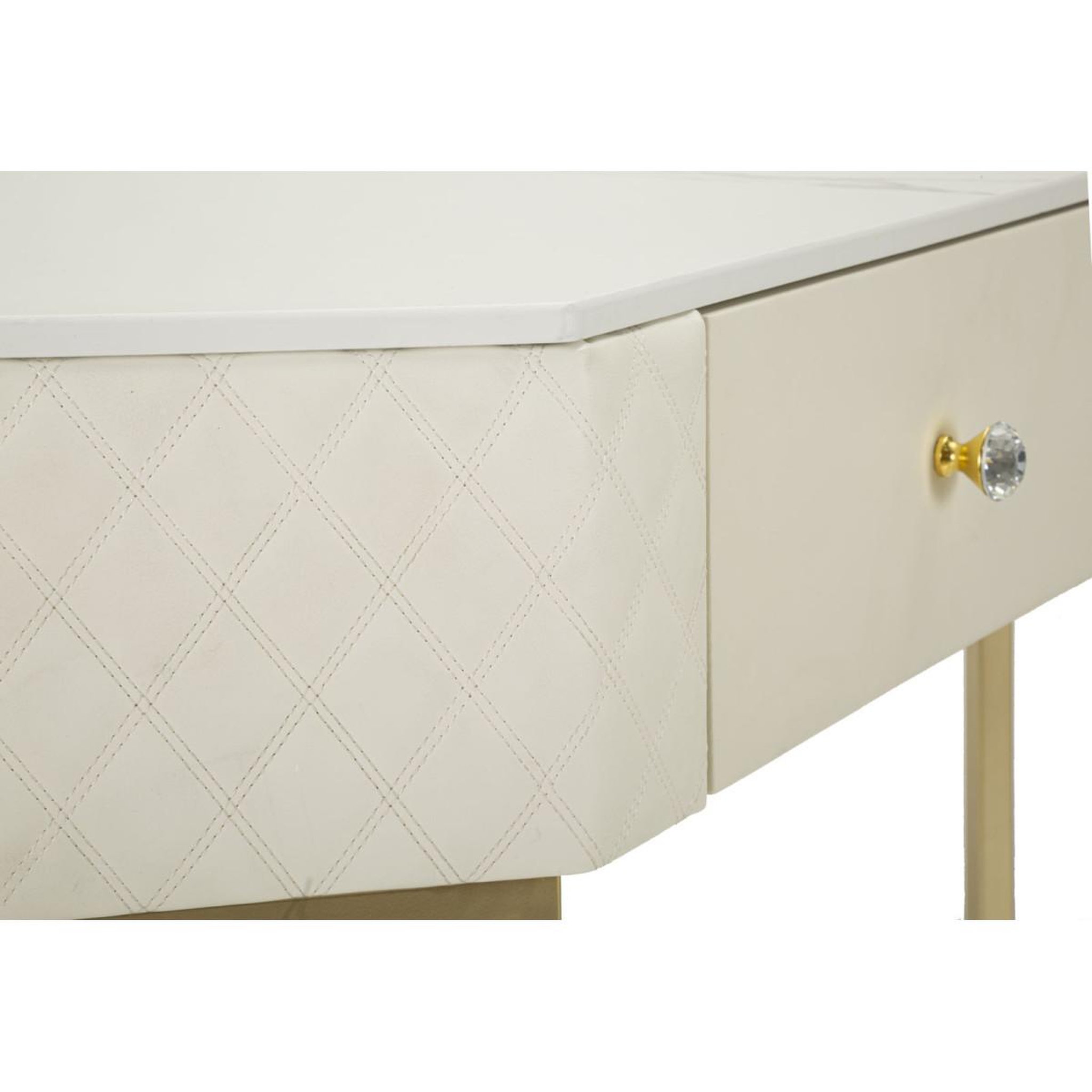 Voir la diapositive 5 : Paris Prix Console d'angle effet marbre  sharon  84cm blanc & or