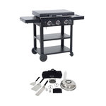 SWEEEK Plancha gaz 3 brûleurs acier inoxydable 12kW avec chariot et ustensiles - Raoul