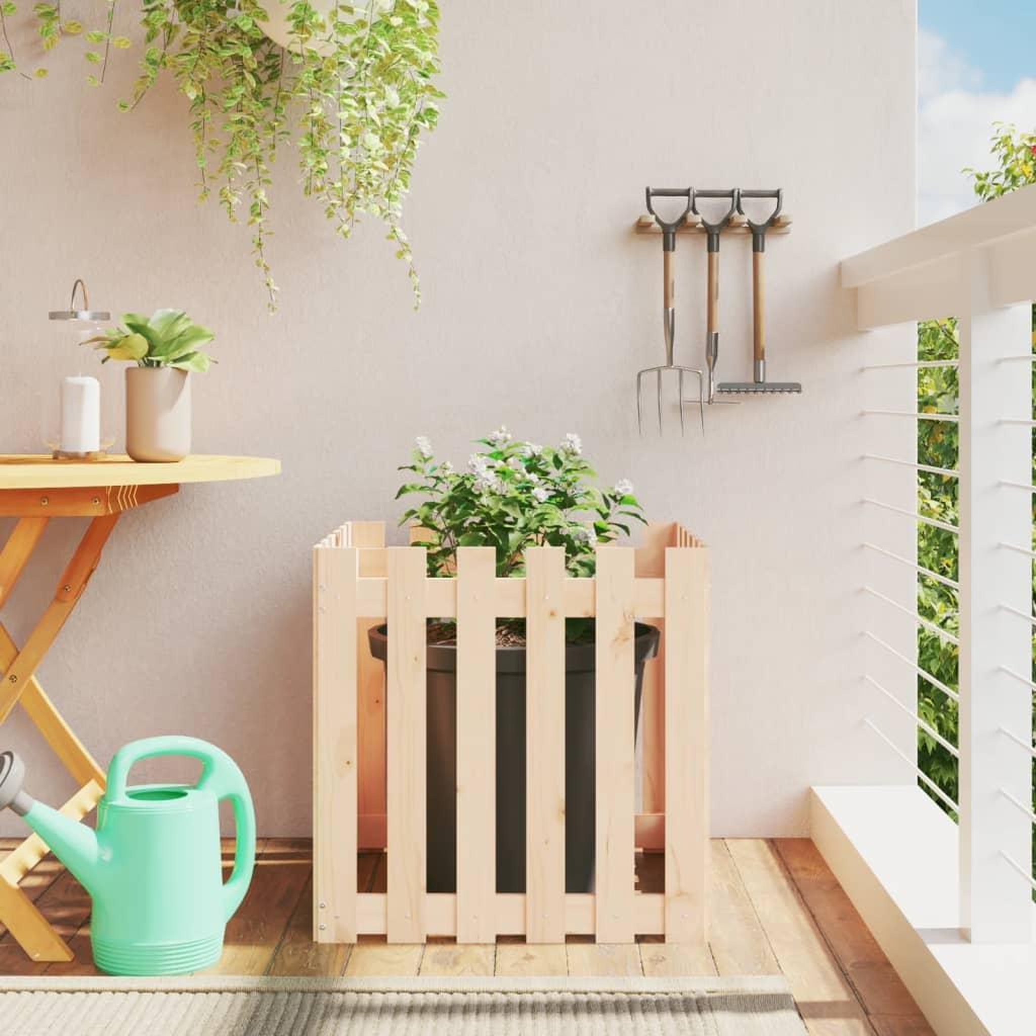 VIDAXL Jardiniere avec design de cloture 60x60x60 cm pin massif