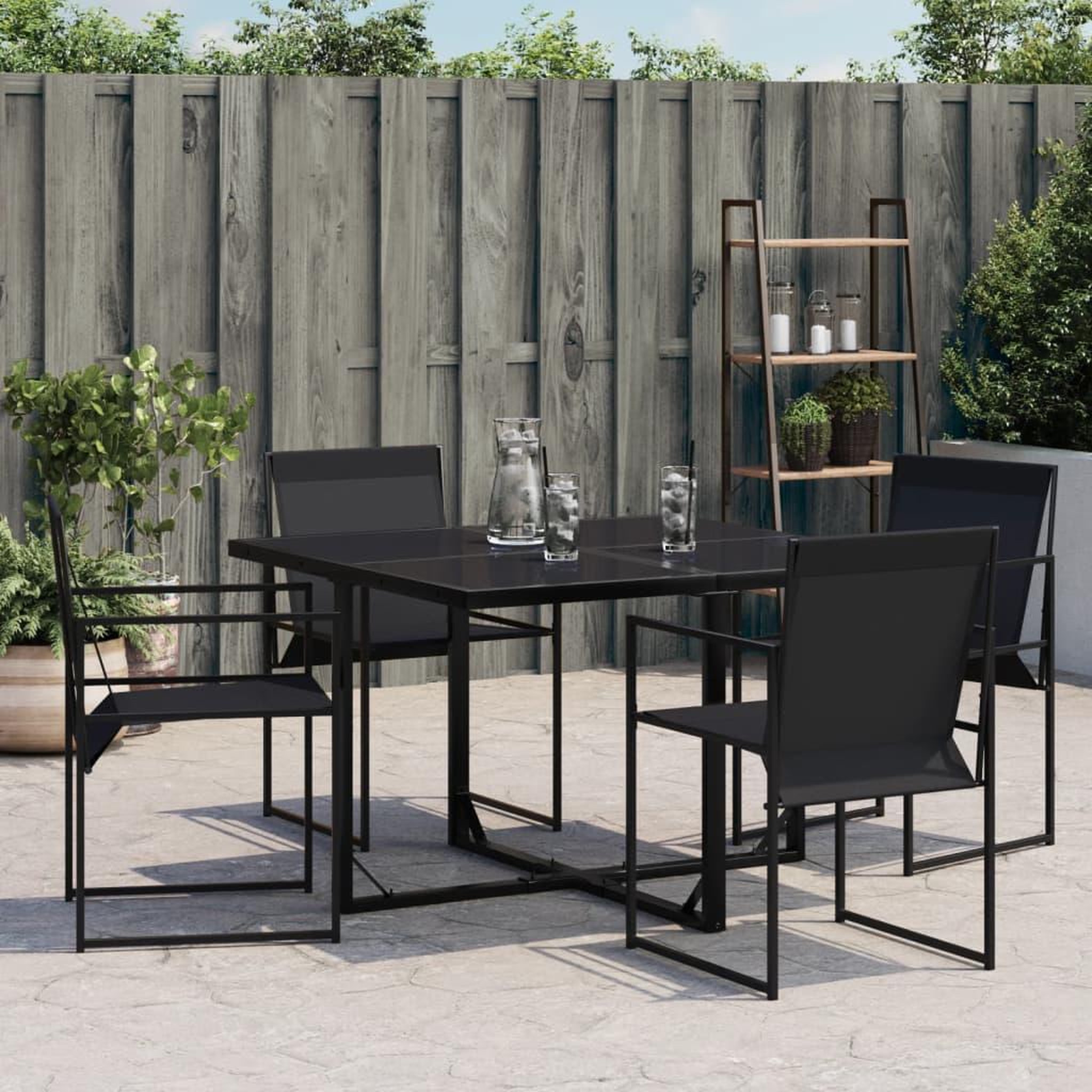 Voir la diapositive 3 : VIDAXL Chaises de jardin 4 pcs noir acier et textilene