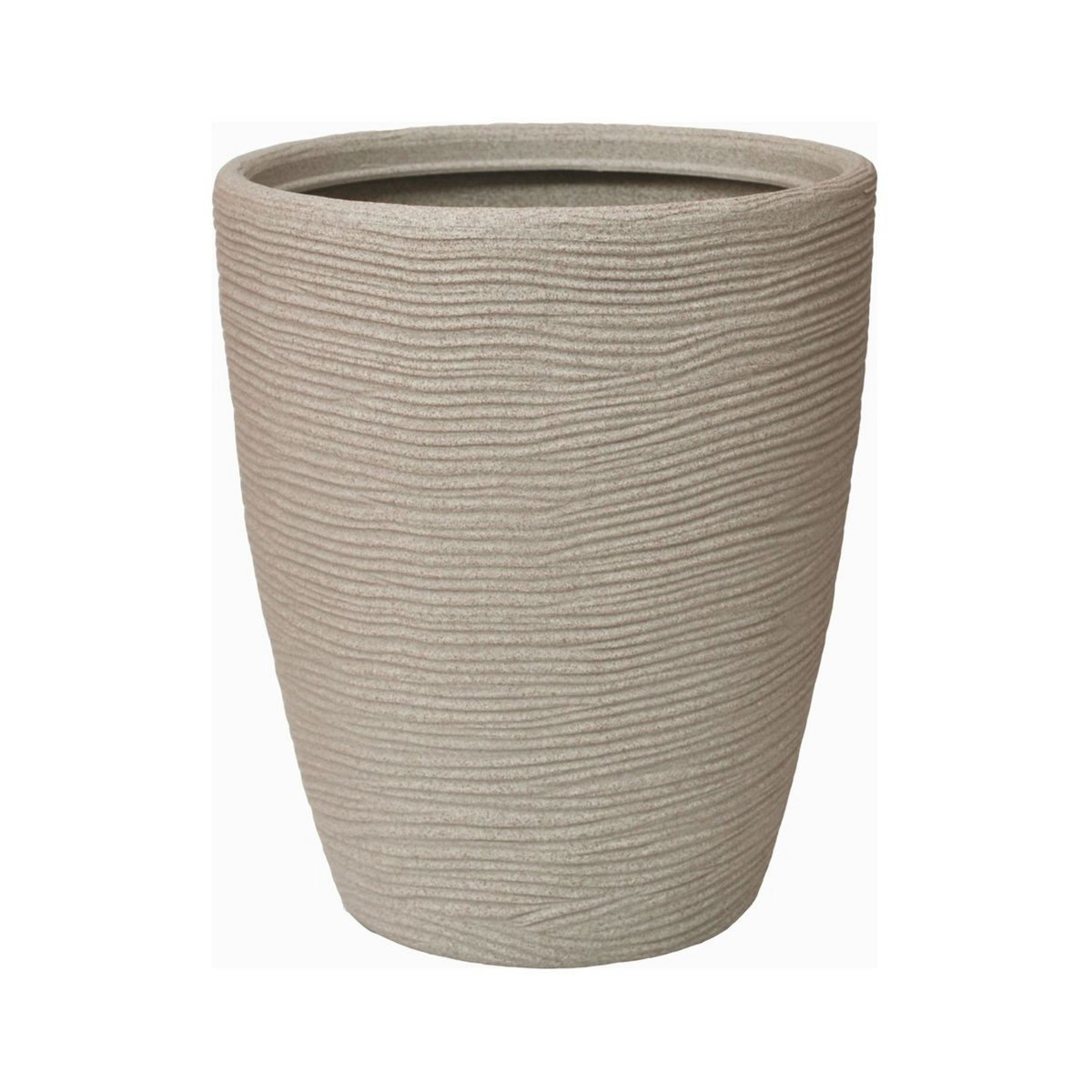 VASAR Pot rond avec stries - Beige Lin - 36cm - Polyéthylène