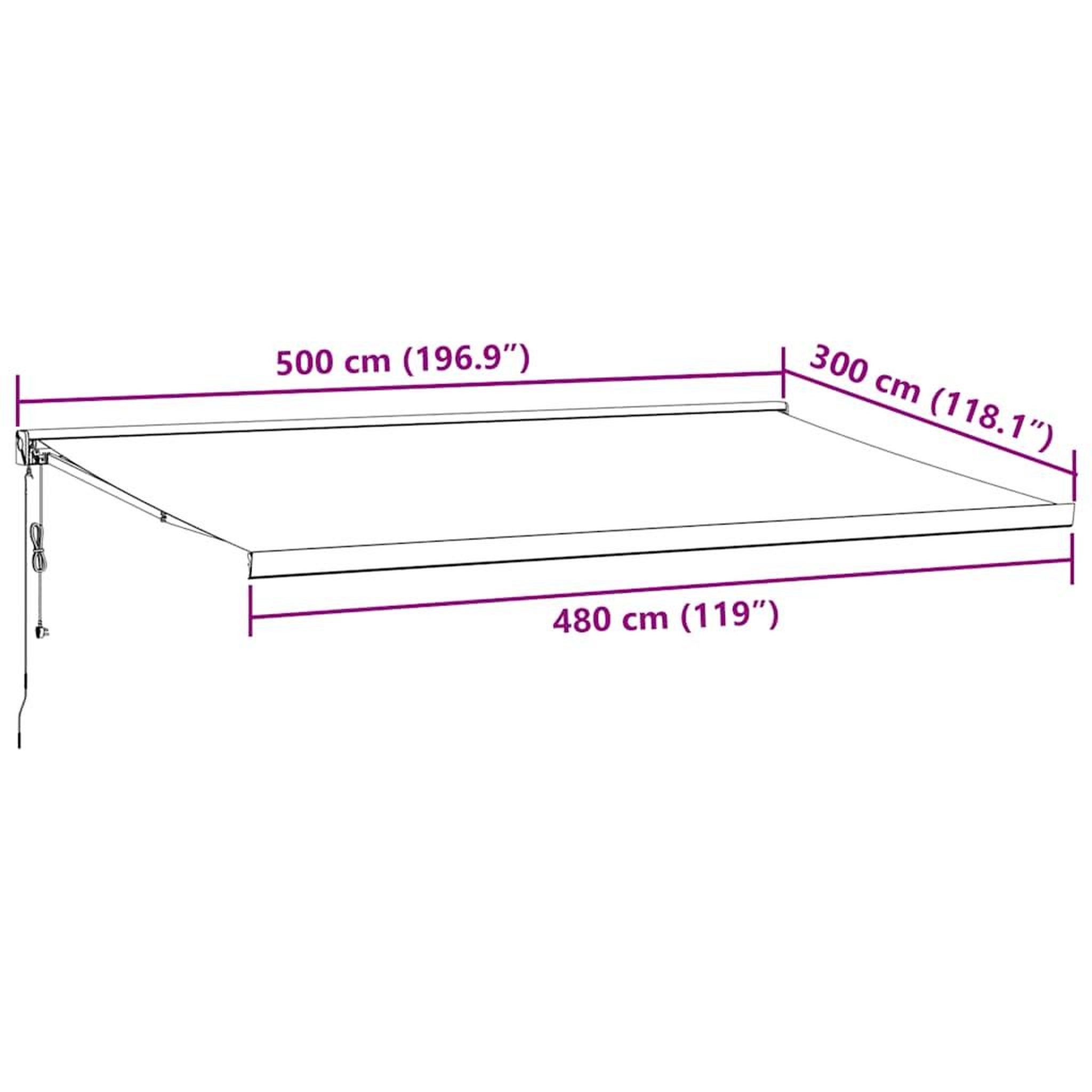 Voir la diapositive 6 : VIDAXL Auvent retractable automatique bordeaux 500x300 cm