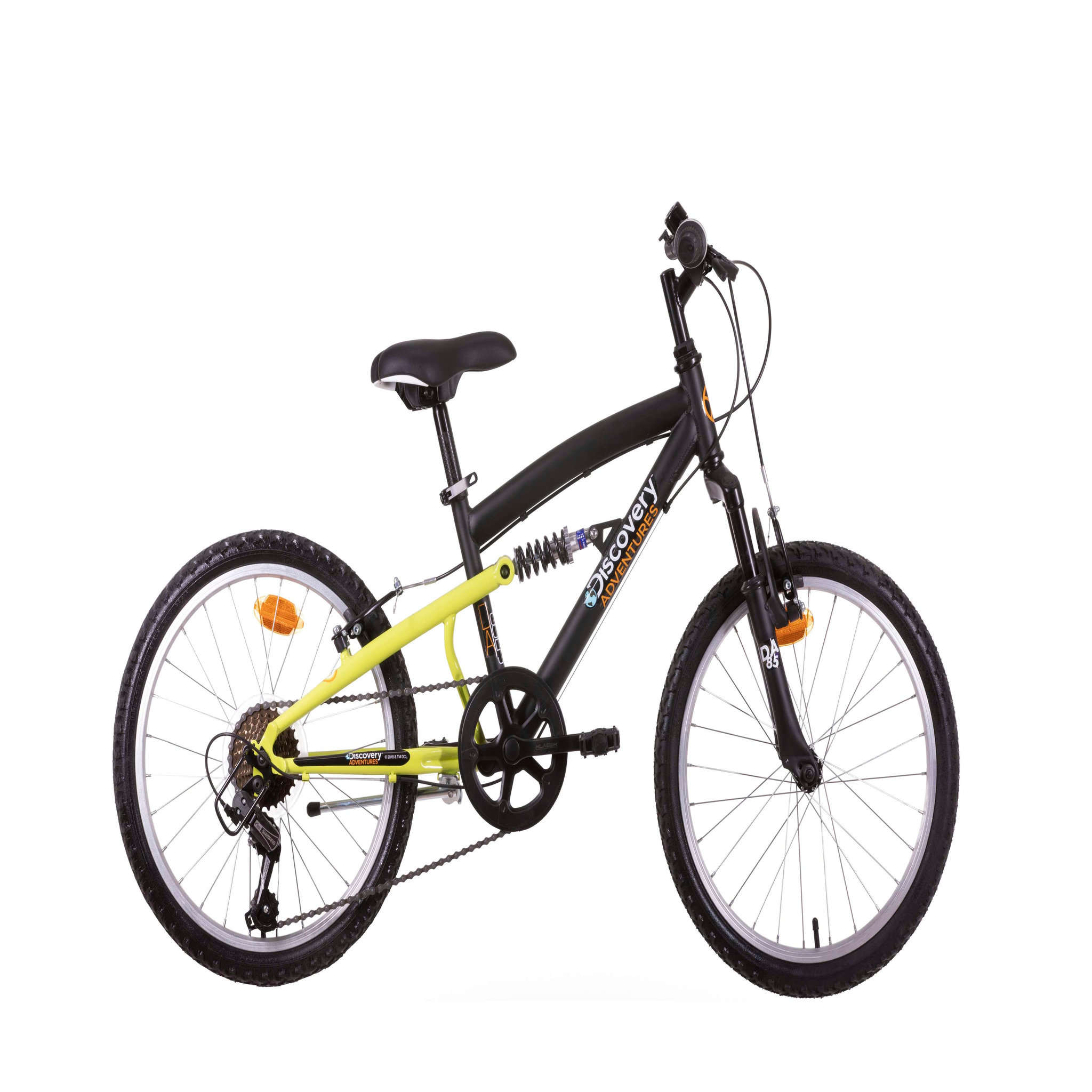 DISCOVERY ADVENTURES Vélo enfant (120/140 cm) - VTT 20'' Tout Suspendu Garçon  Discovery Adventures - Fourche télescopique - 6 Vitesses  - Dérailleur Shimano TY21 - Béquille -Frein V-brake