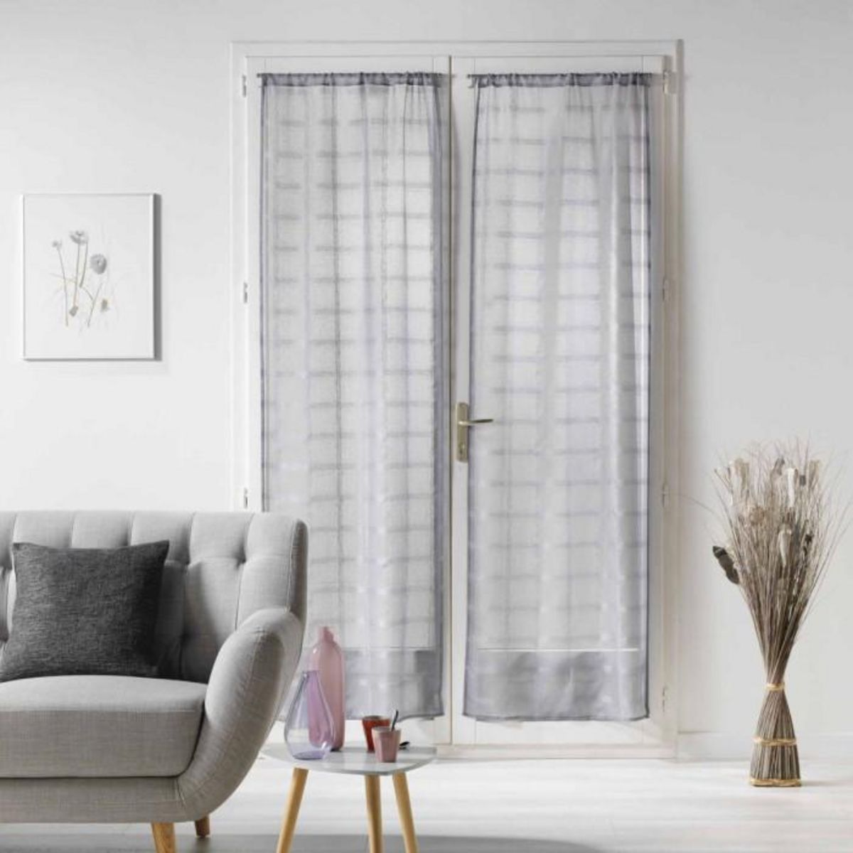 Paris Prix Paire de Voilages Passe-Tringle  Candide  70x240cm Gris