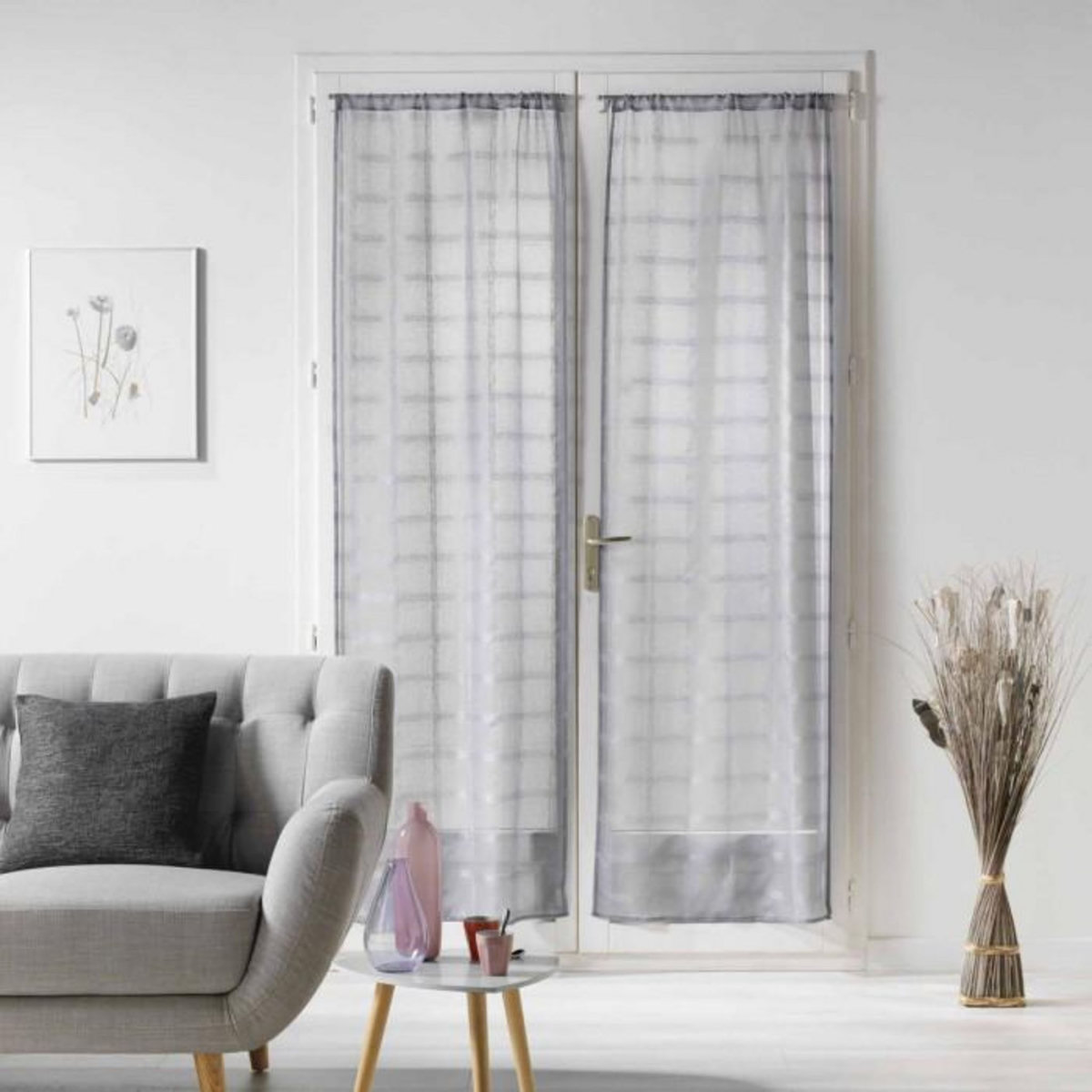 Paris Prix Paire de Voilages Passe-Tringle  Candide  70x240cm Gris