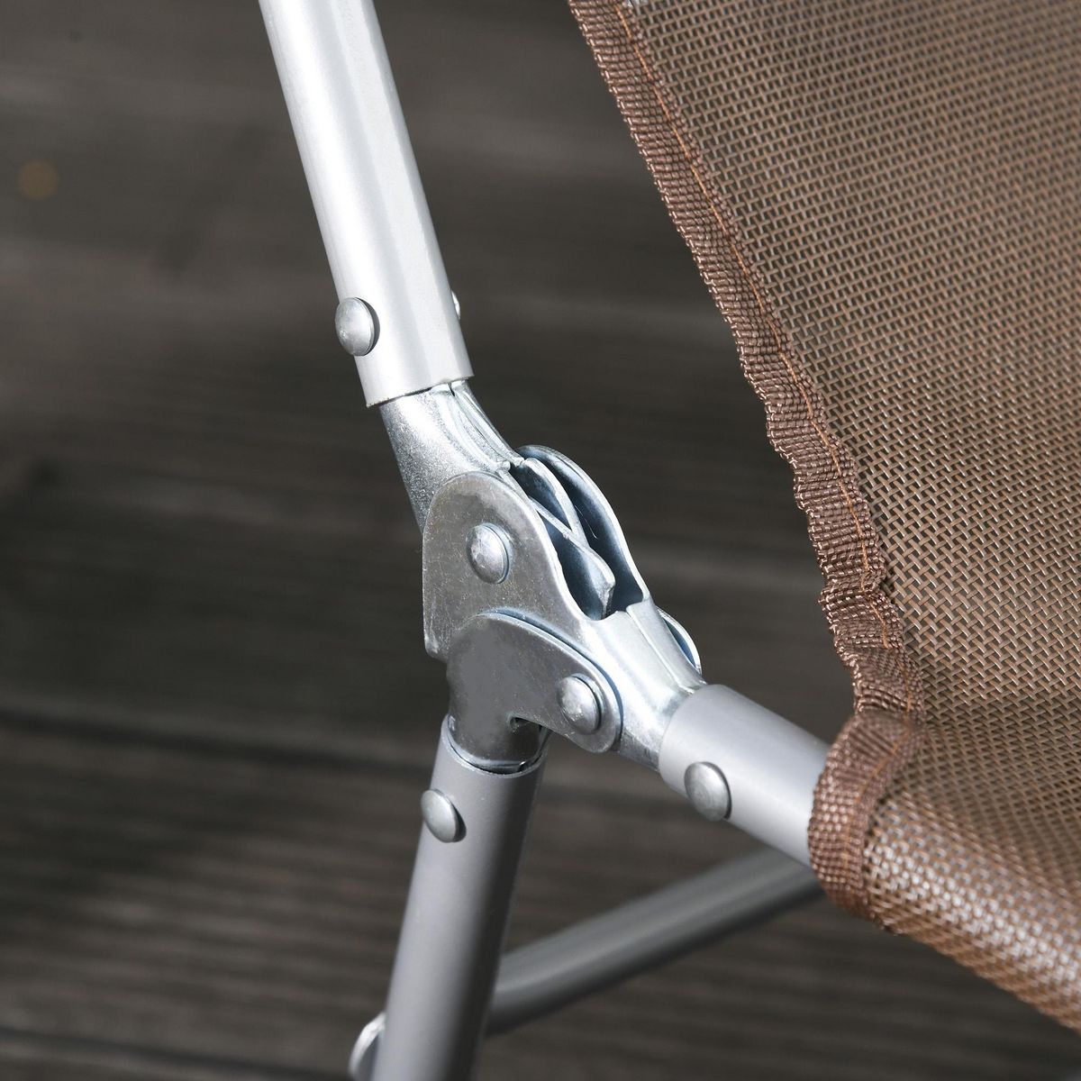 OUTSUNNY Bain de soleil transat pliable dossier réglable 5 positions acier teslin marron