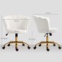 Voir la diapositive 3 : HOMCOM Chaise bureau velours design coquillage piètement acier doré blanc