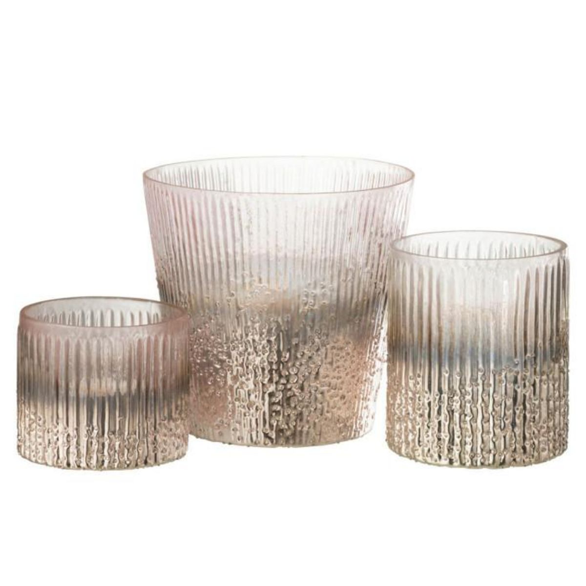 Paris Prix Photophore Côtelé en Verre  Althea  16cm Rose