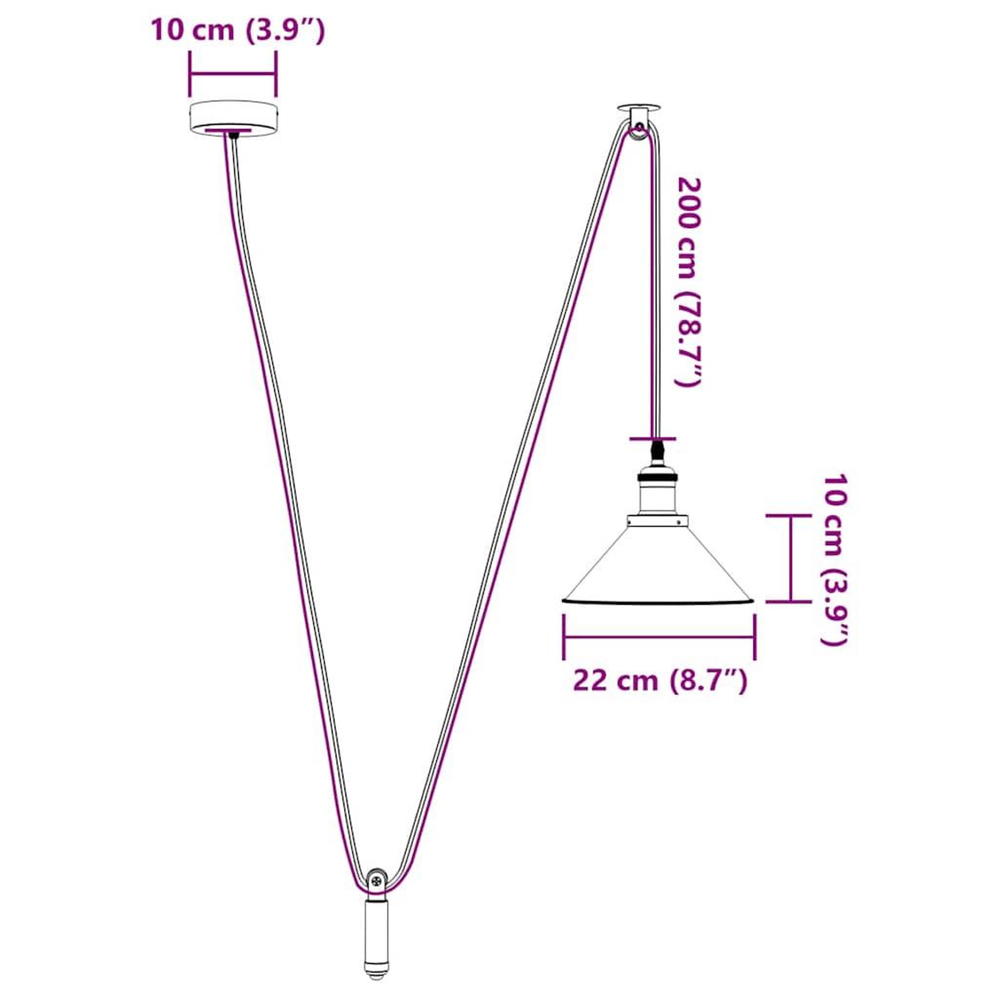 Voir la diapositive 6 : VIDAXL Lampe suspendue reglable hauteur E27 noir brillant Ø22 cm metal