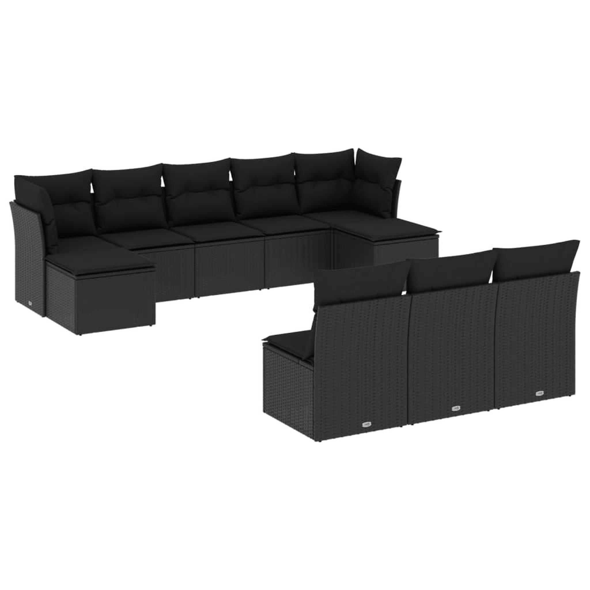 Voir la diapositive 2 : VIDAXL Salon de jardin 10 pcs avec coussins noir resine tressee