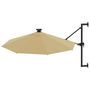 Voir la diapositive 3 : VIDAXL Parasol mural de jardin avec LED 300 cm taupe