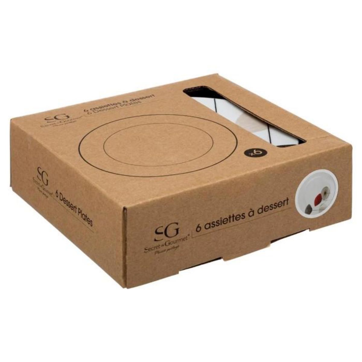 SECRET DE GOURMET Lot de 6 Assiettes à Dessert  Osara  20cm Blanc